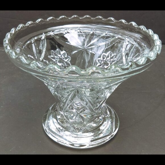 Other - Vintage Unique Clear Glass Footed Pedestal Compote/Candy/Nut Dish Sawtooth